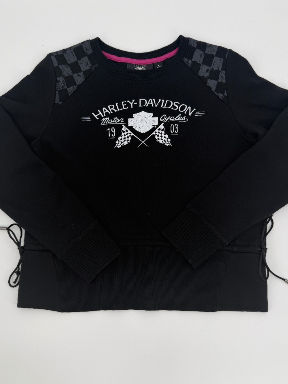 Vintage Harley-Davidson Motor Biker Graphic Crew Neck Sweatshirt Black Women M